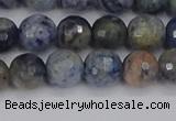 CDU310 15.5 inches 8mm faceted round blue dumortierite beads