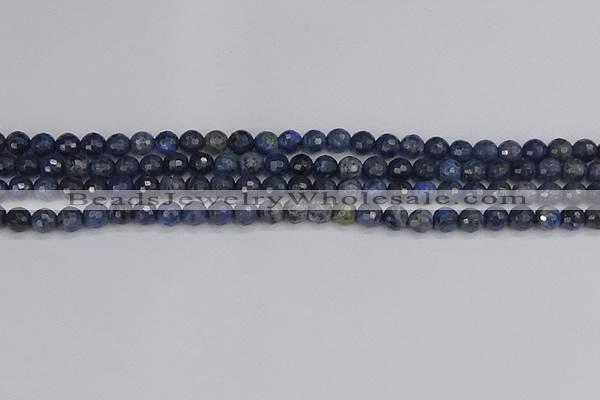 CDU315 15.5 inches 4mm faceted round blue dumortierite beads