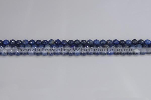 CDU322 15.5 inches 4mm faceted round blue dumortierite beads