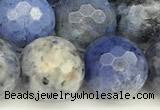 CDU388 15 inches 12mm faceted round dumortierite beads