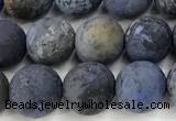 CDU392 15 inches 8mm round matte dumortierite beads