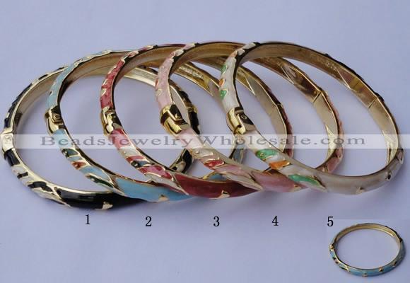 CEB05 5pcs 6mm width gold plated alloy with enamel bangles wholesale