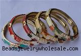 CEB08 5pcs 10mm width gold plated alloy with rhinestone & enamel bangles