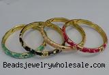 CEB106 7mm width gold plated alloy with enamel bangles wholesale