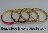 CEB107 7mm width gold plated alloy with enamel bangles wholesale