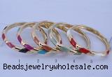 CEB28 5pcs 7mm width gold plated alloy with enamel bangles