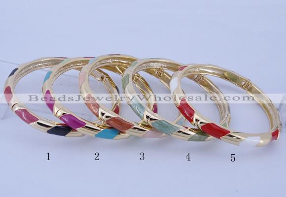 CEB28 5pcs 7mm width gold plated alloy with enamel bangles