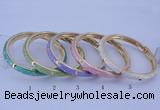 CEB29 5pcs 7mm width gold plated alloy with enamel bangles