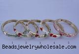 CEB30 5pcs 8mm width gold plated alloy with enamel bangles