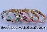 CEB32 5pcs 10mm width gold plated alloy with enamel bangles