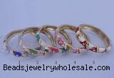 CEB34 5pcs 12mm width gold plated alloy with enamel rhinestone & bangles