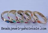 CEB36 5pcs 12mm width gold plated alloy with enamel rhinestone & bangles