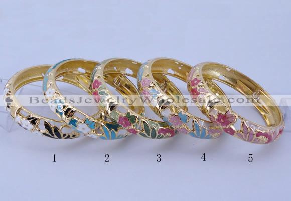 CEB39 5pcs 14mm width gold plated alloy with enamel bangles