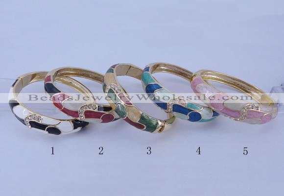 CEB43 5pcs 17mm width gold plated alloy with enamel rhinestone & bangles