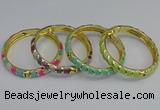 CEB54 7mm width gold plated alloy with enamel bangles wholesale