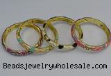 CEB55 7mm width gold plated alloy with enamel bangles wholesale