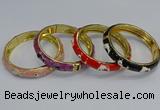 CEB63 9mm width gold plated alloy with enamel bangles wholesale