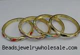 CEB72 6mm width gold plated alloy with enamel bangles wholesale