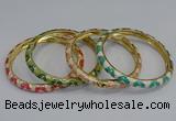 CEB74 6mm width gold plated alloy with enamel bangles wholesale