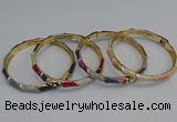 CEB81 6mm width gold plated alloy with enamel bangles wholesale