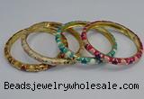 CEB86 7mm width gold plated alloy with enamel bangles wholesale