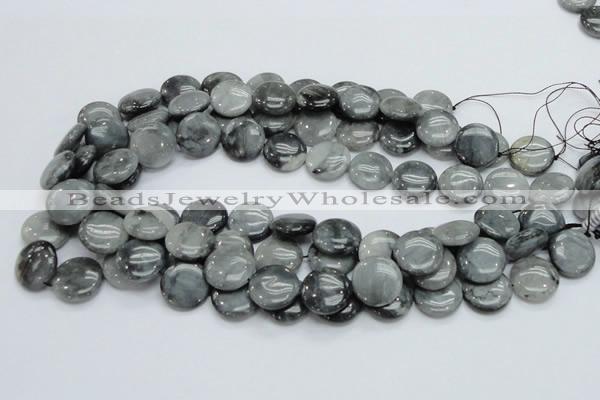 CEE14 15.5 inches 18mm flat round eagle eye jasper beads wholesale