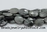 CEE50 15.5 inches 8*10mm faceted oval eagle eye jasper beads