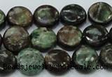 CEM03 15.5 inches 12mm flat round emerald gemstone beads wholesale