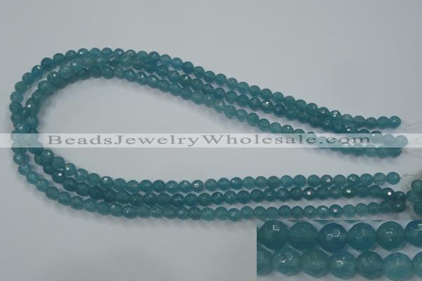 CEQ12 15.5 inches 6mm faceted round blue sponge quartz beads