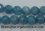 CEQ15 15.5 inches 10mm faceted round blue sponge quartz beads