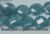 CEQ183 15.5 inches 14mm faceted coin blue sponge quartz beads