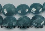 CEQ184 15.5 inches 16mm faceted coin blue sponge quartz beads