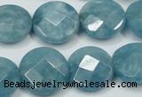 CEQ185 15.5 inches 18mm faceted coin blue sponge quartz beads