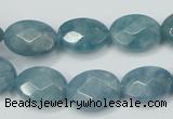 CEQ192 15.5 inches 12*16mm faceted oval blue sponge quartz beads