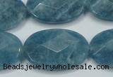 CEQ196 15.5 inches 20*30mm faceted oval blue sponge quartz beads