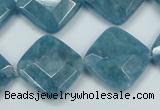 CEQ216 15.5 inches 20*20mm faceted diamond blue sponge quartz beads