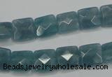 CEQ221 15.5 inches 10*10mm faceted square blue sponge quartz beads