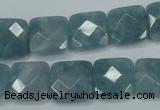 CEQ223 15.5 inches 14*14mm faceted square blue sponge quartz beads