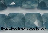 CEQ226 15.5 inches 20*20mm faceted square blue sponge quartz beads