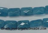 CEQ231 15.5 inches 10*14mm faceted rectangle blue sponge quartz beads