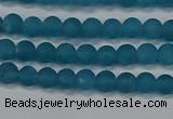 CEQ265 15.5 inches 4mm round matte blue sponge quartz beads