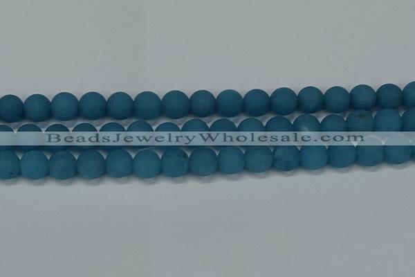 CEQ269 15.5 inches 12mm round matte blue sponge quartz beads