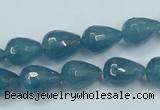 CEQ51 15.5 inches 10*14mm faceted teardrop blue sponge quartz beads