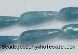 CEQ55 15.5 inches 10*30mm faceted teardrop blue sponge quartz beads