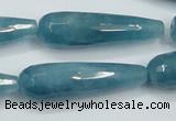 CEQ56 15.5 inches 12*40mm faceted teardrop blue sponge quartz beads