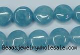 CEQ94 15.5 inches 14mm flat round blue sponge quartz beads