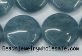 CEQ98 15.5 inches 25mm flat round blue sponge quartz beads