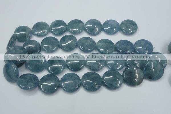 CEQ98 15.5 inches 25mm flat round blue sponge quartz beads