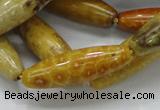 CFA37 15.5 inches 12*40mm rice yellow chrysanthemum agate beads