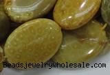 CFA49 15.5 inches 22*30mm oval yellow chrysanthemum agate beads